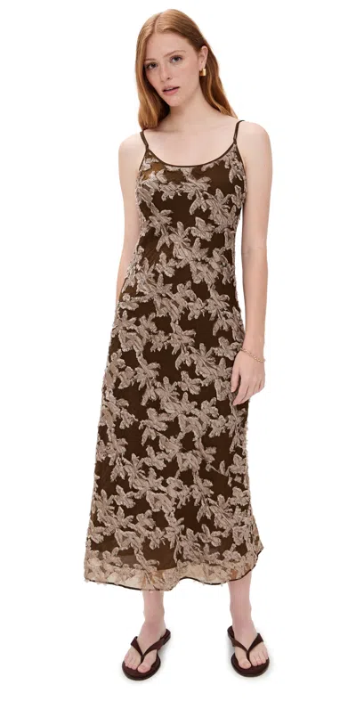 Rag & Bone Alessia Texture Sleeveless Midi Dress In Brown