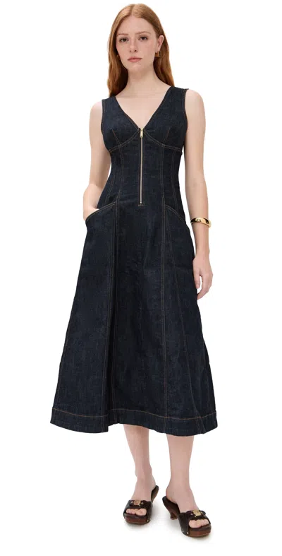 Self-portrait V-neck Denim Midi Dresses