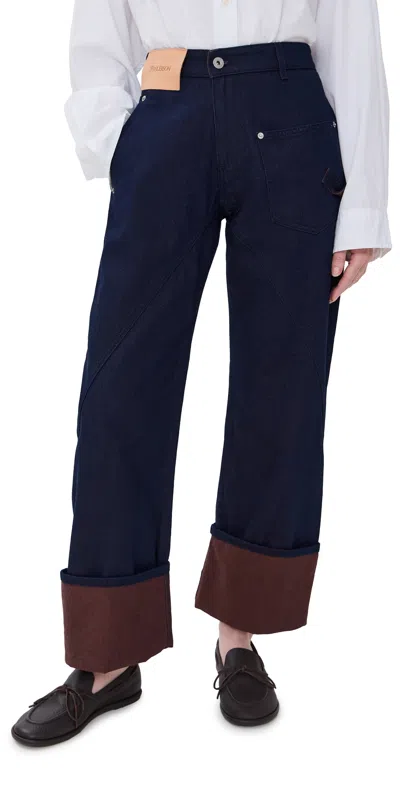 Jw Anderson Workwear Cotton Pants With Blue Twisted Leg