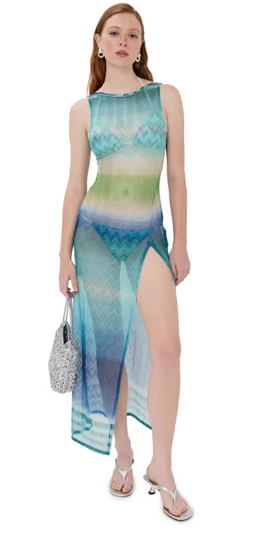 Missoni Long Coverup Blue And Green Gradient In Blue