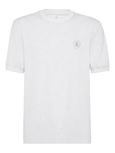 Brunello Cucinelli Cotton Jersey Crew Neck T-shirt With Logo In White