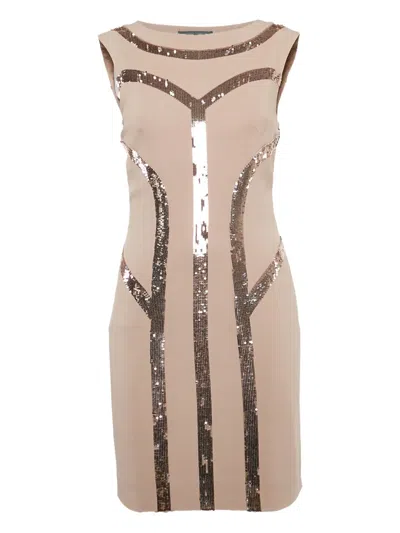 Pre-owned Alberta Ferretti Vintage Sequin-embellished Dress In Neutral