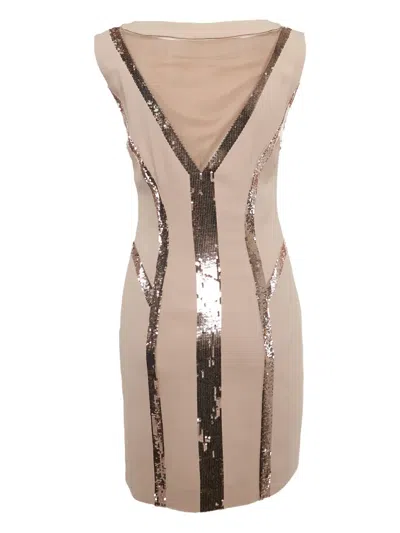 Pre-owned Alberta Ferretti Vintage Sequin-embellished Dress In Neutral
