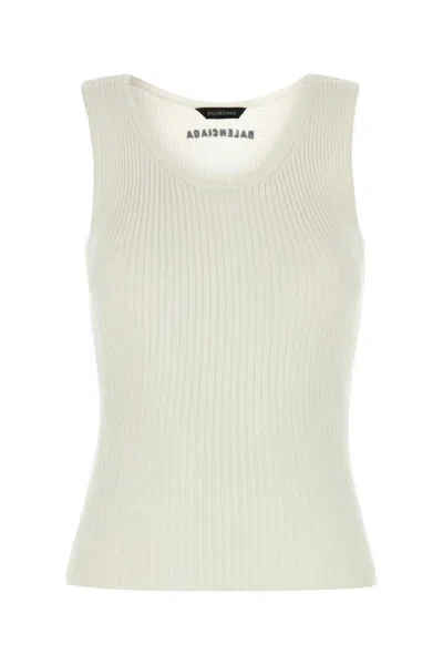 Balenciaga White Sleeveless Tank Top In White