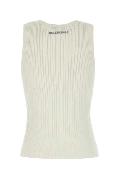 Balenciaga White Sleeveless Tank Top In White
