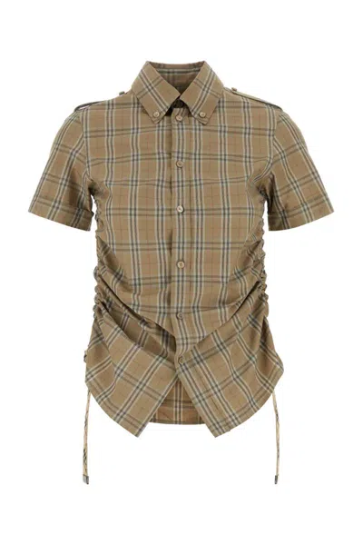 Burberry Camicia In Popeline Ricamato  Donna In Brown