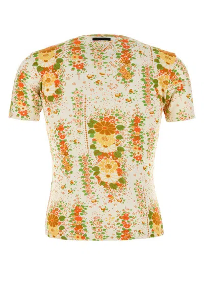 Prada Floral Pattern Cotton T-shirt In Multi