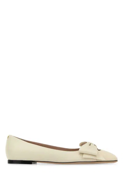 Valentino Leather Ballerinas Featuring Bow Detail In Neutral