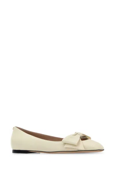 Valentino Leather Ballerinas Featuring Bow Detail In Neutral
