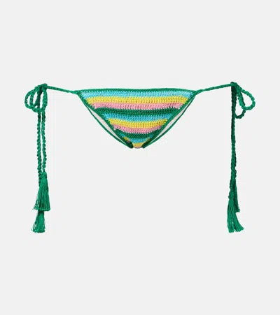 Anna Kosturova Crochet Striped Cotton Bikini Bottoms