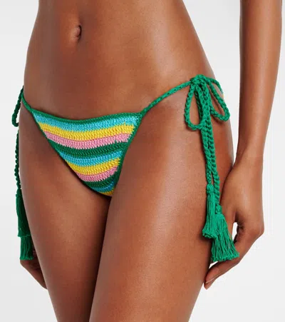 Anna Kosturova Crochet Striped Cotton Bikini Bottoms