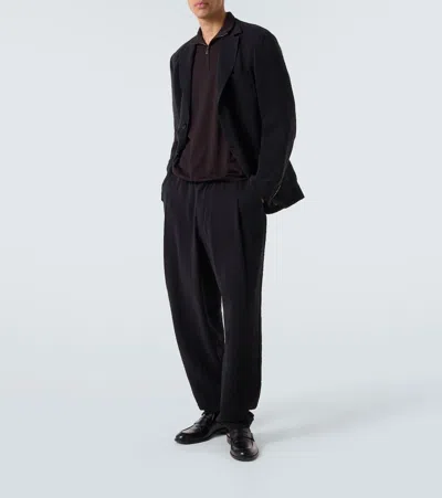 Giorgio Armani Virgin Wool Half-zip Sweater In Brown