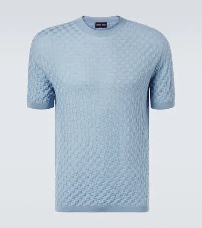 Giorgio Armani Cashmere And Silk Sweater In Blue