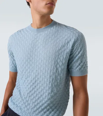 Giorgio Armani Cashmere And Silk Sweater In Blue