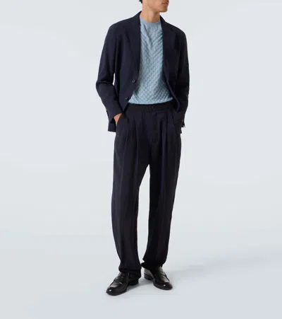 Giorgio Armani Cashmere And Silk Sweater In Blue