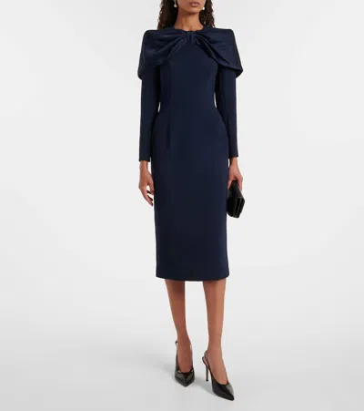 Jenny Packham Satin Bow Penny Midi Dress In Blue