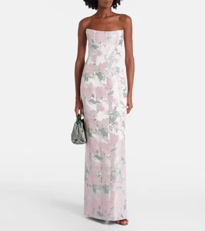 Markarian Odessa Strapless Brocade Column Gown In Pink