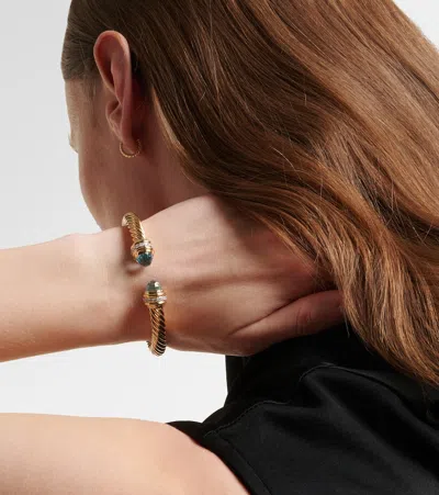 David Yurman Classic Cablespira 18kt Gold Cuff Bracelet With Topazes And Diamonds
