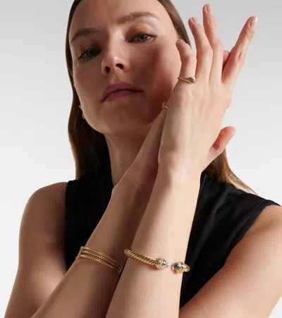 David Yurman Classic Cablespira 18kt Gold Cuff Bracelet With Topazes And Diamonds