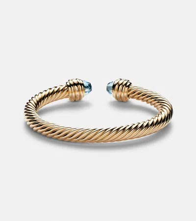 David Yurman Classic Cablespira 18kt Gold Cuff Bracelet With Topazes And Diamonds