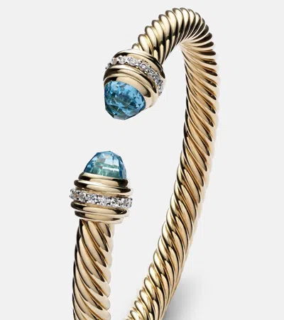 David Yurman Classic Cablespira 18kt Gold Cuff Bracelet With Topazes And Diamonds
