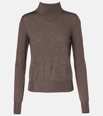 Ferragamo Wool Turtleneck Sweater In Brown
