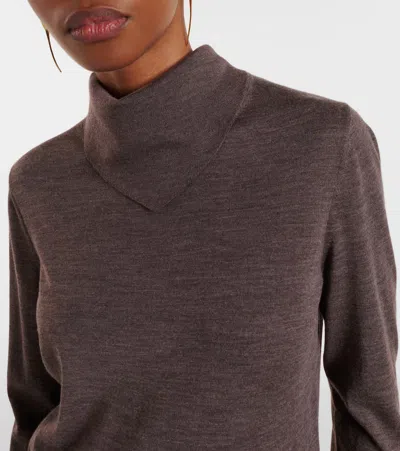 Ferragamo Wool Turtleneck Sweater In Brown