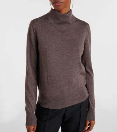 Ferragamo Wool Turtleneck Sweater In Brown