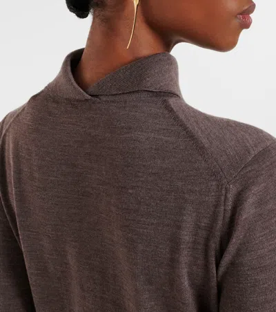 Ferragamo Wool Turtleneck Sweater In Brown