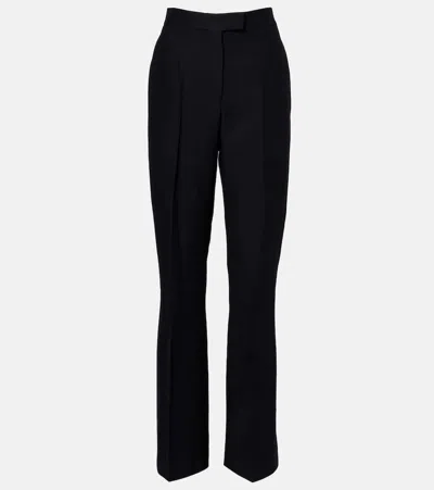 Ferragamo High-rise Faille Straight Pants In Black
