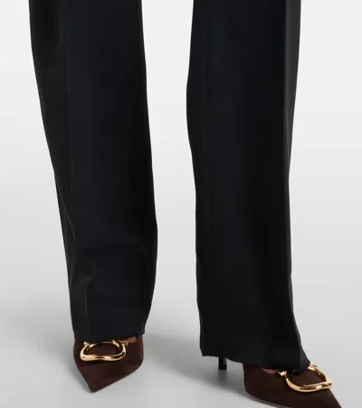 Ferragamo High-rise Faille Straight Pants In Black