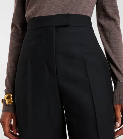 Ferragamo High-rise Faille Straight Pants In Black