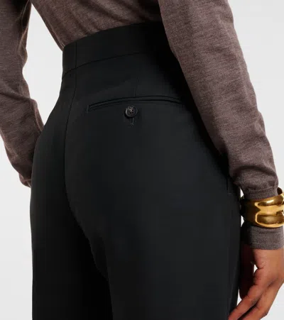 Ferragamo High-rise Faille Straight Pants In Black