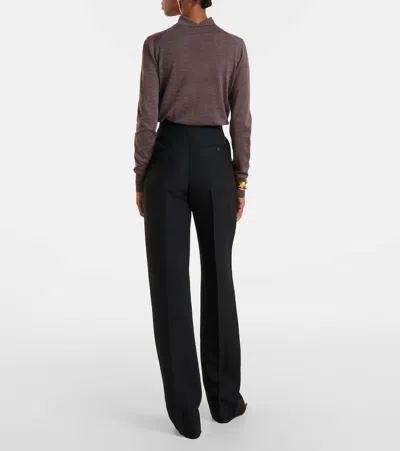 Ferragamo High-rise Faille Straight Pants In Black