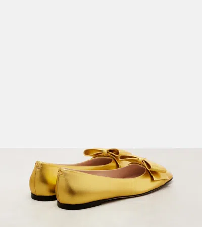 Valentino Bowow Metallic Leather Ballet Flats