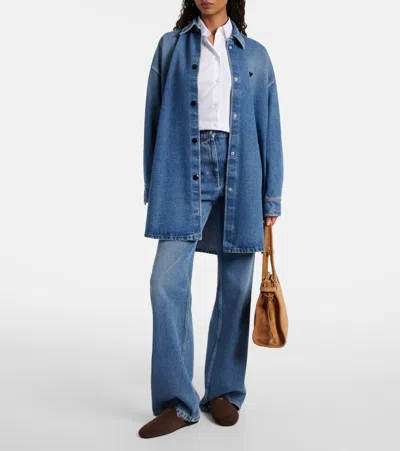 Prada Denim Oversized Shirt In Blue