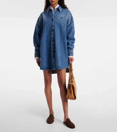 Prada Denim Oversized Shirt In Blue