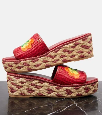 Valentino Bribri Raffia And Leather Espadrilles