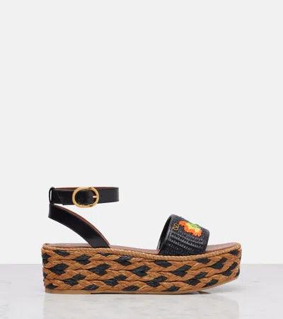 Valentino Bribri Raffia And Leather Espadrilles In Multi