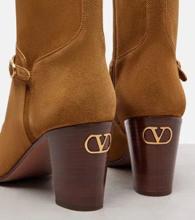 Valentino Suede Pattie Heeled Ankle Boots 75