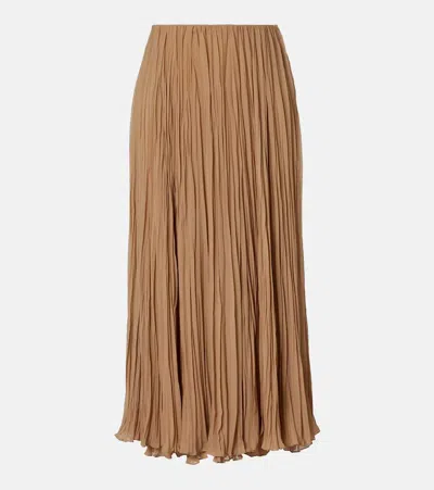 Ralph Lauren Jordyn Pleated Chiffon Maxi Skirt In Brown