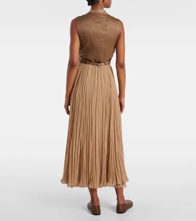 Ralph Lauren Jordyn Pleated Chiffon Maxi Skirt In Brown