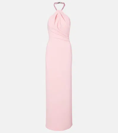 Solace London Riva Embellished Halterneck Gown In Pink