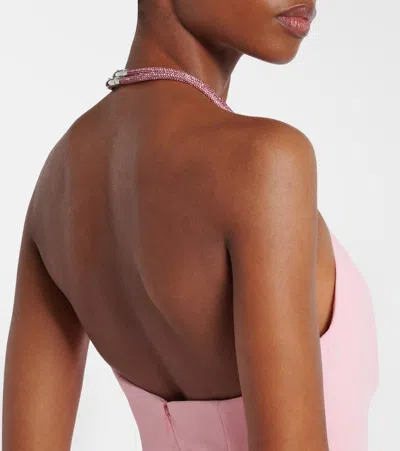 Solace London Riva Embellished Halterneck Gown In Pink