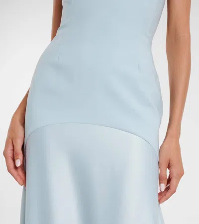 Solace London Alessandra Strapless Satin And Crepe Gown In Blue