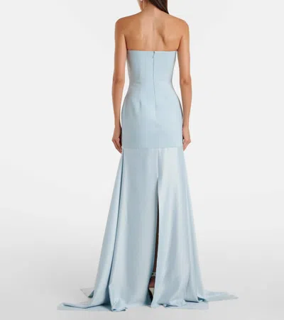 Solace London Alessandra Strapless Satin And Crepe Gown In Blue