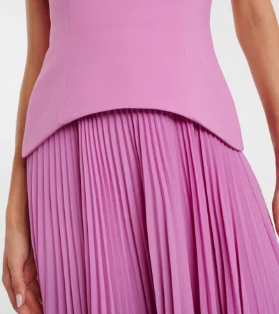 Solace London Britt Pleated Strapless Gown In Purple