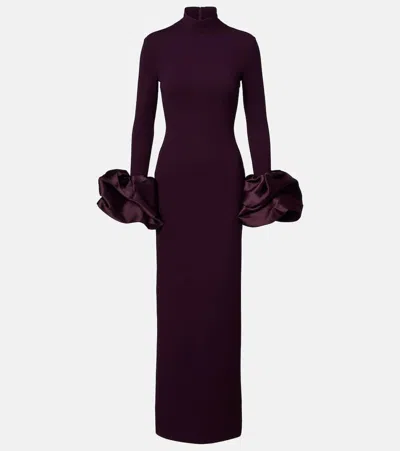 Solace London Viviana Satin-trimmed Gown In Purple