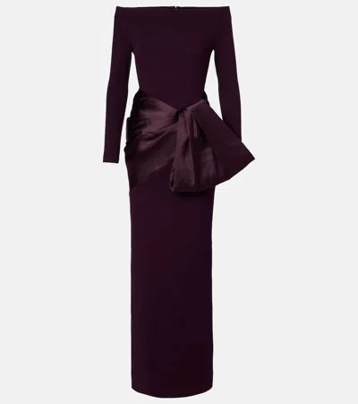 Solace London Kori Bow-detail Off-shoulder Gown In Black