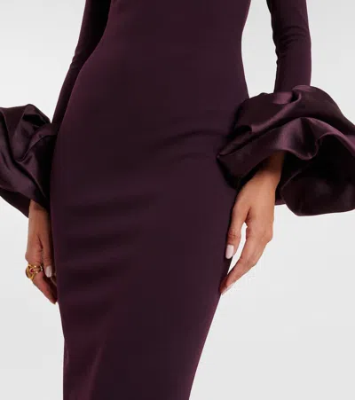 Solace London Viviana Satin-trimmed Gown In Purple